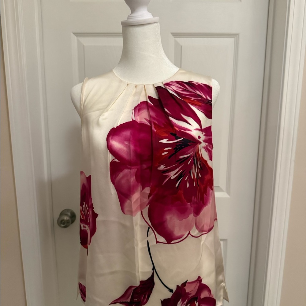 Talbots Cream and Pink Floral Blouse